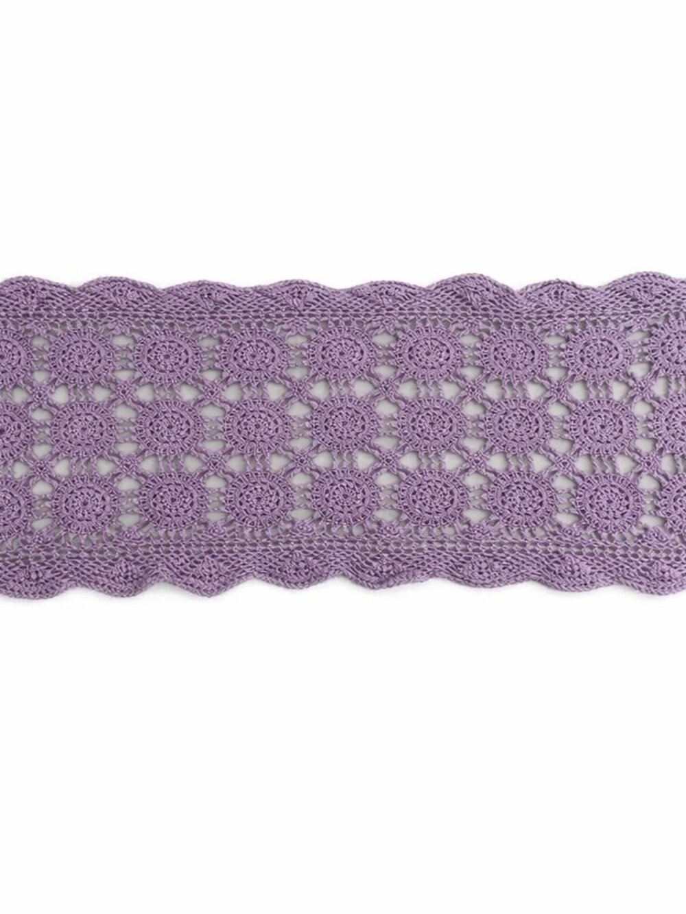 Vintage Lavender Crochet Lace Scarf – Handmade Boho Elegance